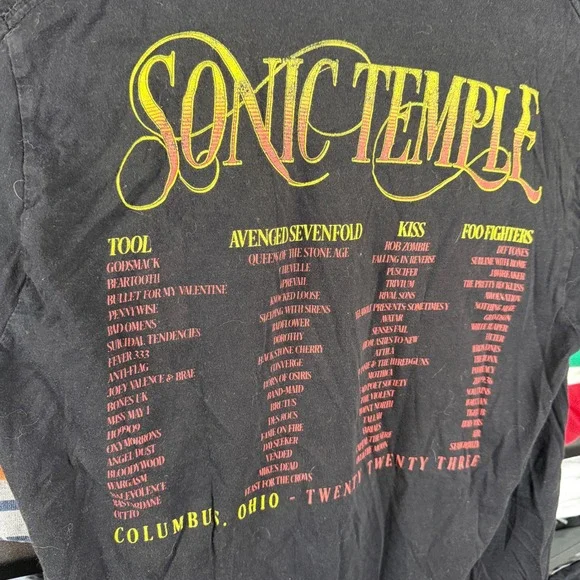 Sonic Temple 2023 Festival TShirt Black Tool Avenged Sevenfold Kiss Foo Fighters - Picture 4 of 5